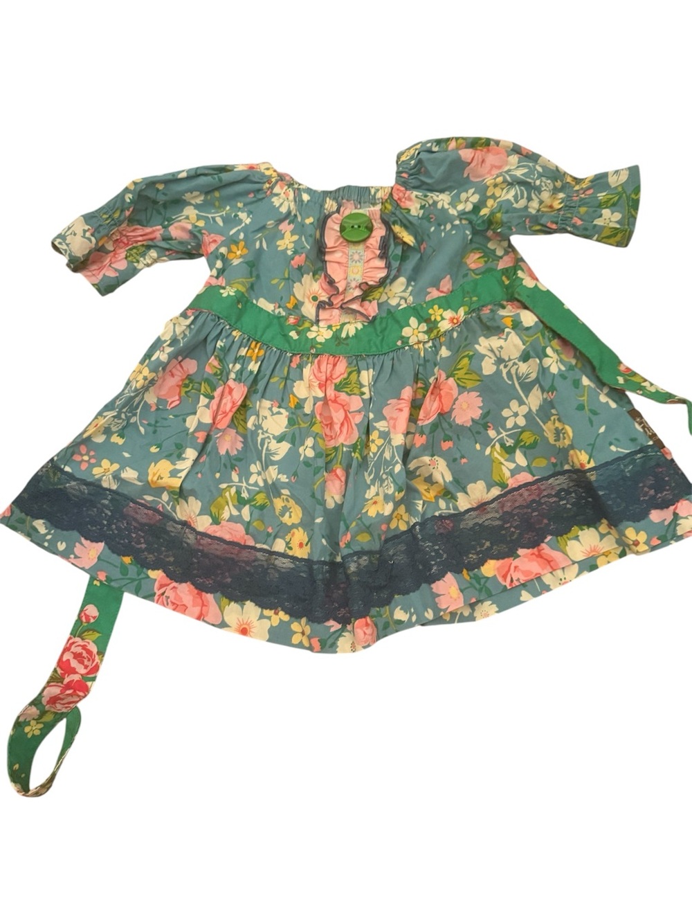 Matilda Jane green floral dress with lace size 18 m